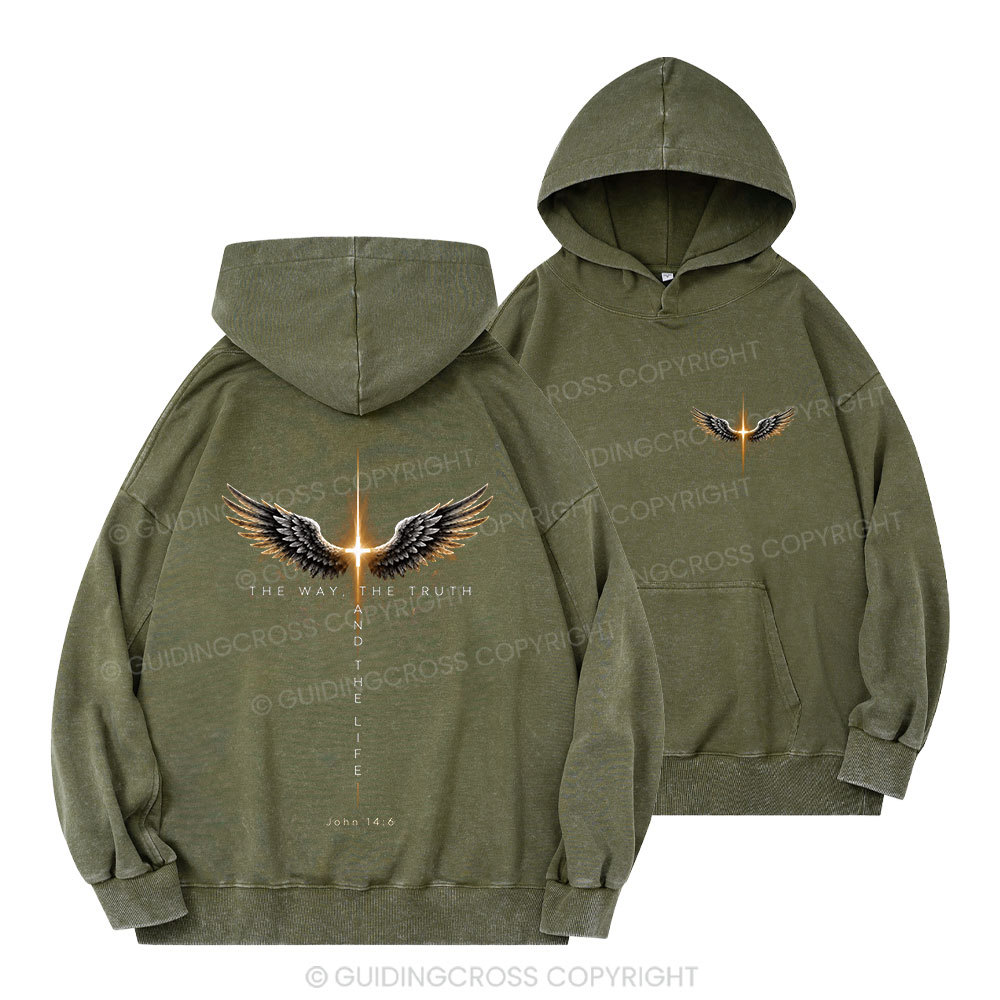 The Way The Truth The Life Christian Washed Hoodie 