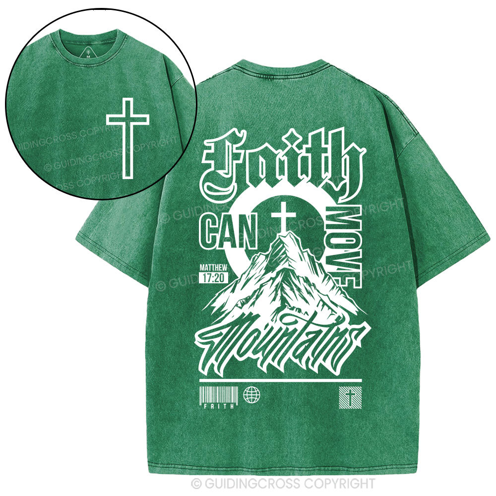 Faith Can Move Mountain Christian Washed T-Shirt
