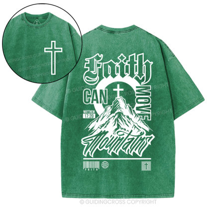 Faith Can Move Mountain Christian Washed T-Shirt