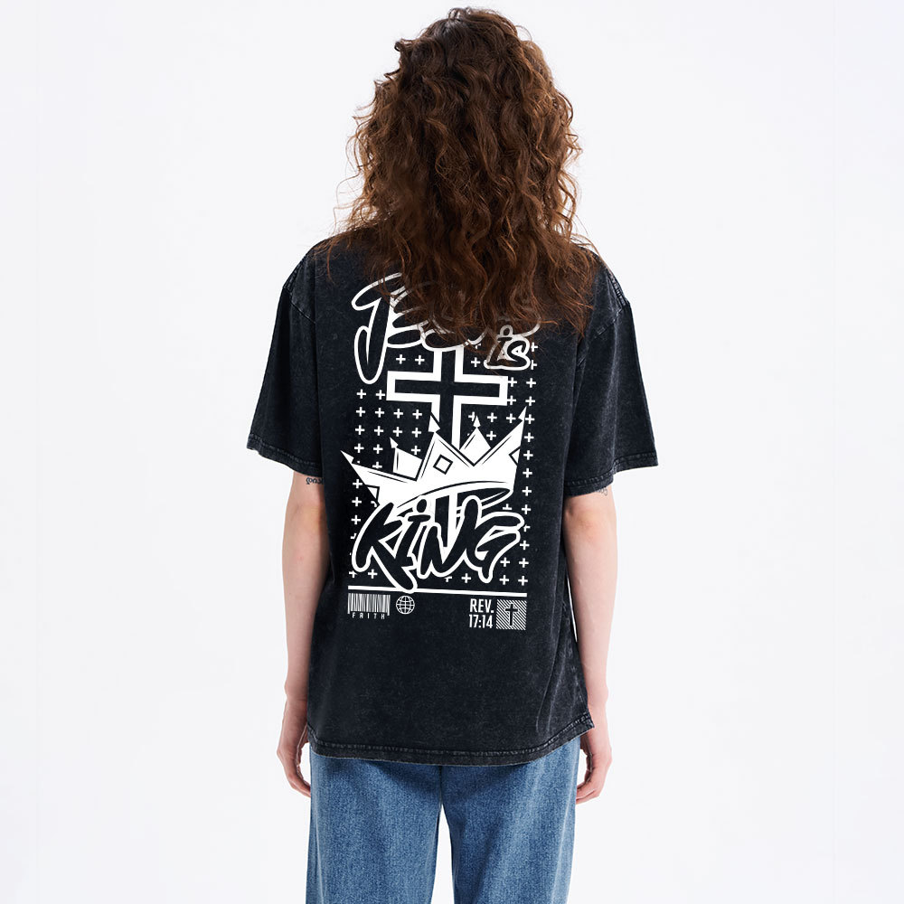 Jesus Is King Christian Washed T-Shirt