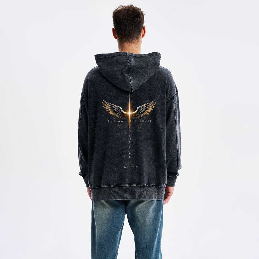 The Way The Truth The Life Christian Washed Hoodie 