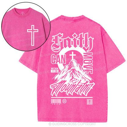 Faith Can Move Mountain Christian Washed T-Shirt