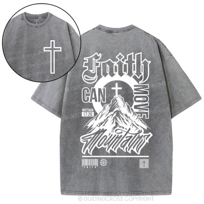 Faith Can Move Mountain Christian Washed T-Shirt