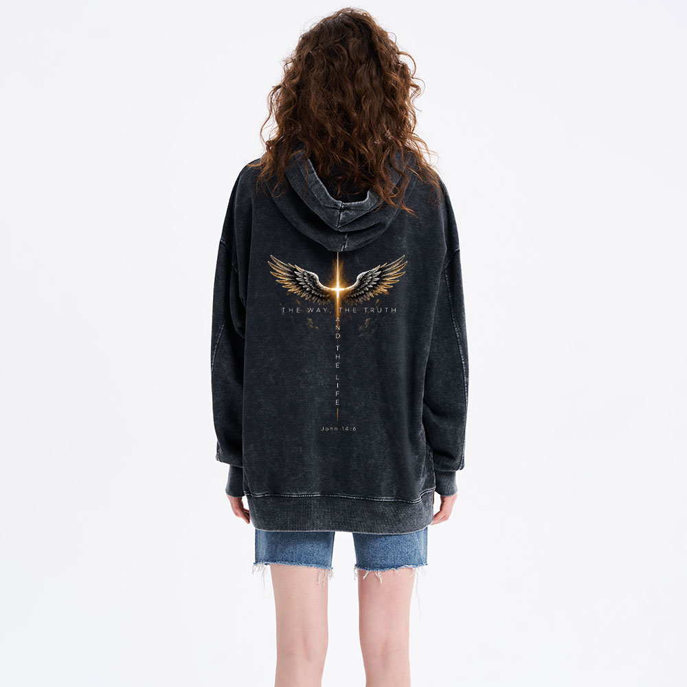 The Way The Truth The Life Christian Washed Hoodie 