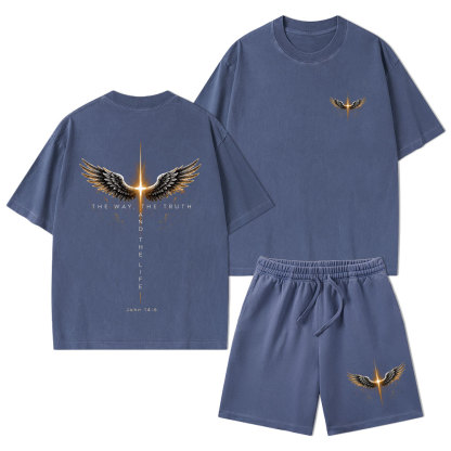 The Way The Truth The Life Christian Washed T-Shirt & Shorts
