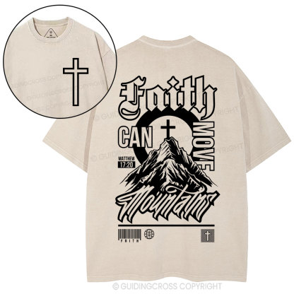 Faith Can Move Mountain Christian Washed T-Shirt