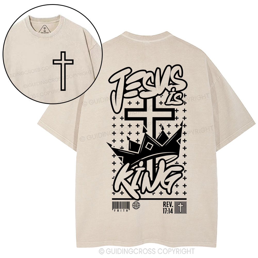 Jesus Is King Christian Washed T-Shirt