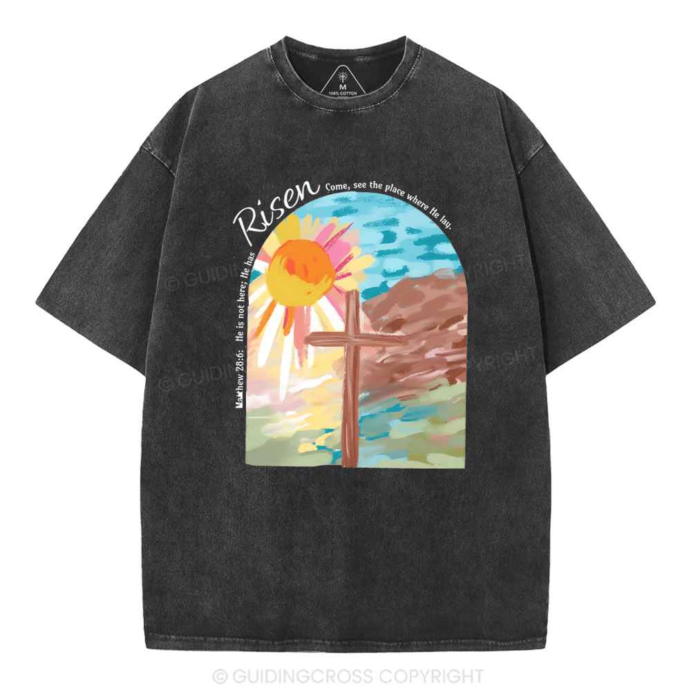 He Has Risen Christian Washed T-Shirt