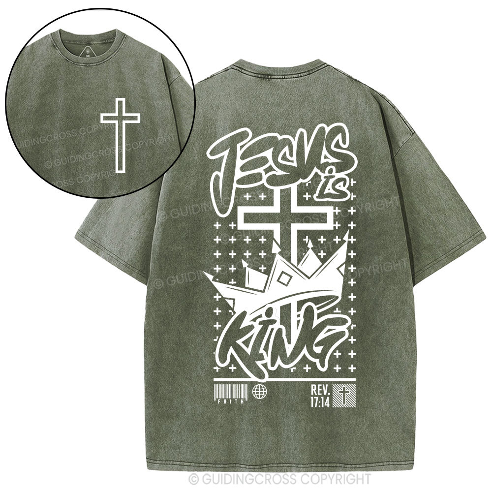 Jesus Is King Christian Washed T-Shirt