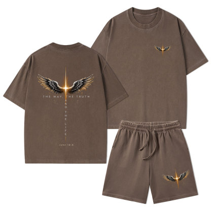 The Way The Truth The Life Christian Washed T-Shirt & Shorts