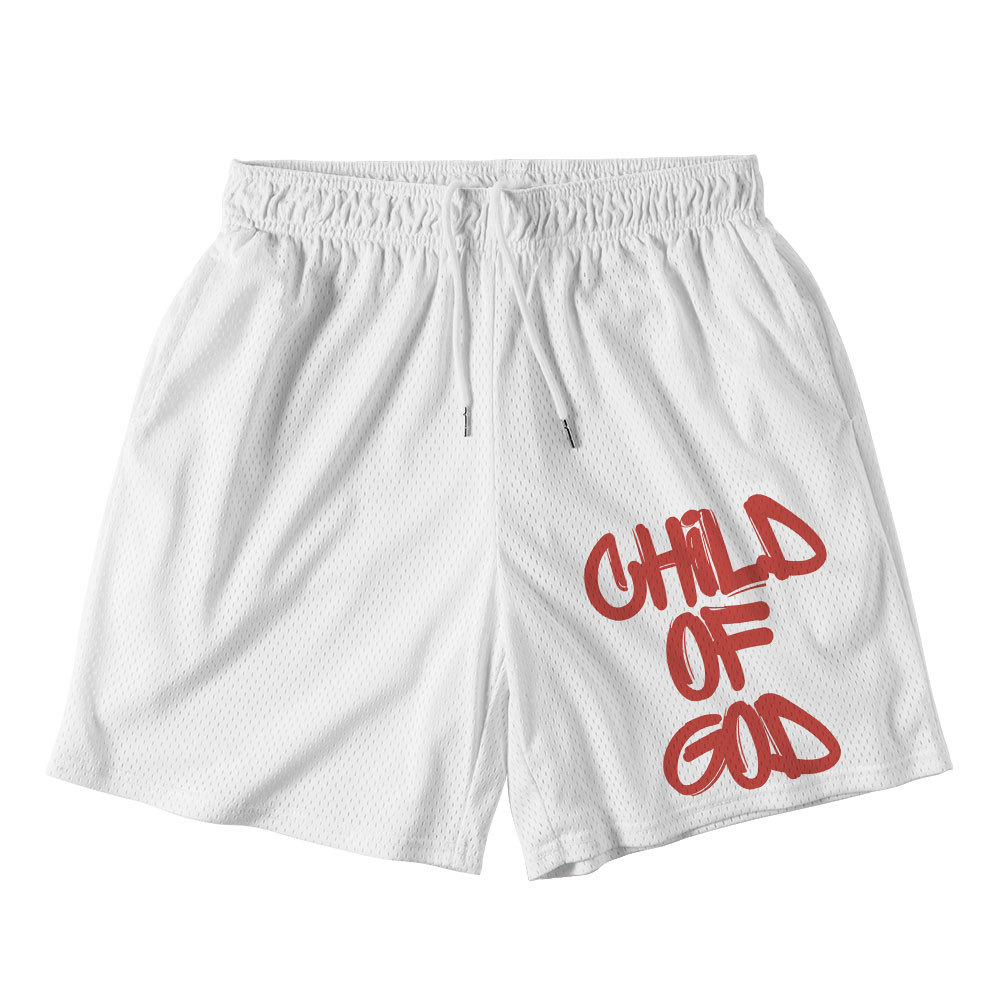 Child Of God White Christian Mesh Shorts