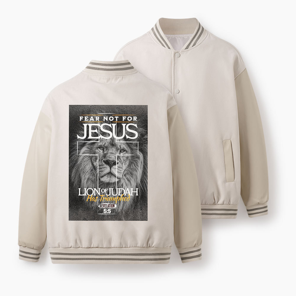  Fear Not For Jesus Christian Color Block Baseball Jacket