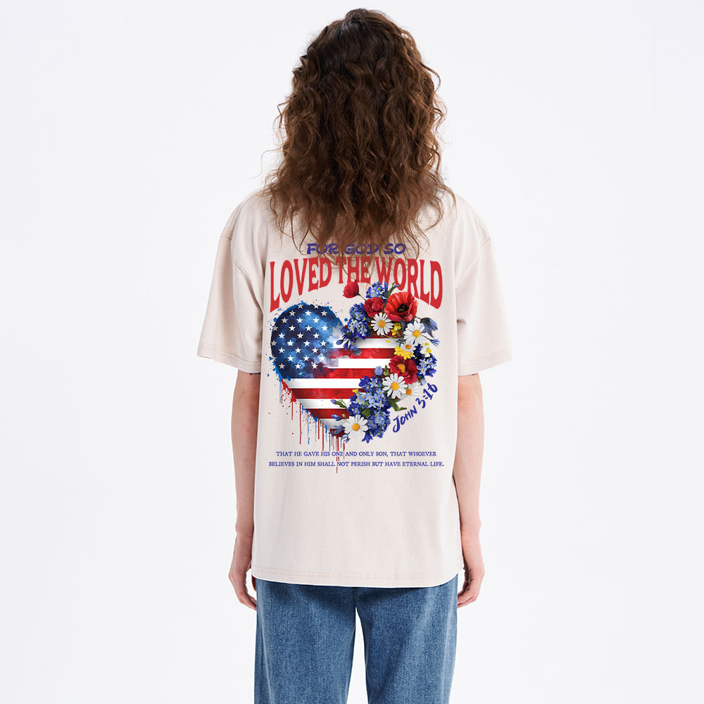  For God So Loved The World Christian Washed T-Shirt