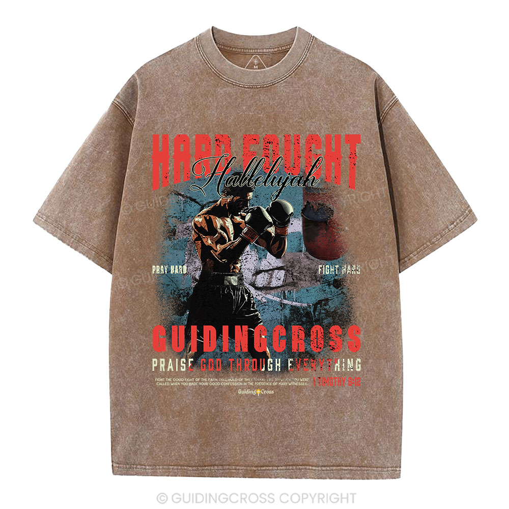 Hard Fought Hallelujah Boxing Christian Washed T-Shirt