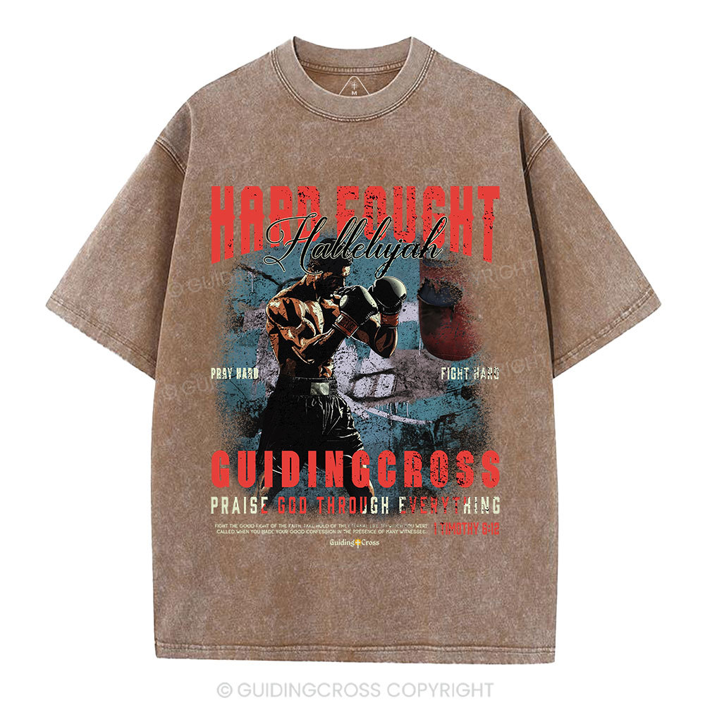 Hard Fought Hallelujah Boxing Christian Washed T-Shirt