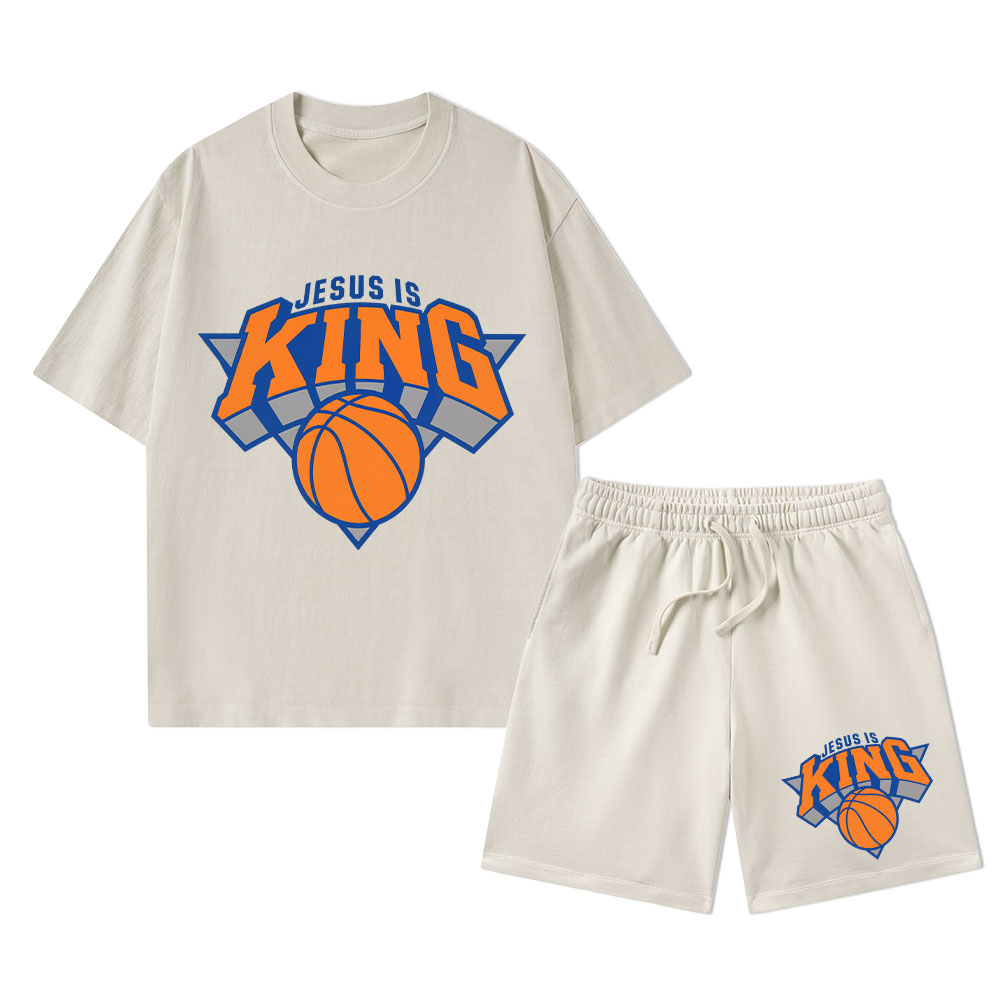  Jesus Is King Christian Washed T-Shirt & Shorts 
