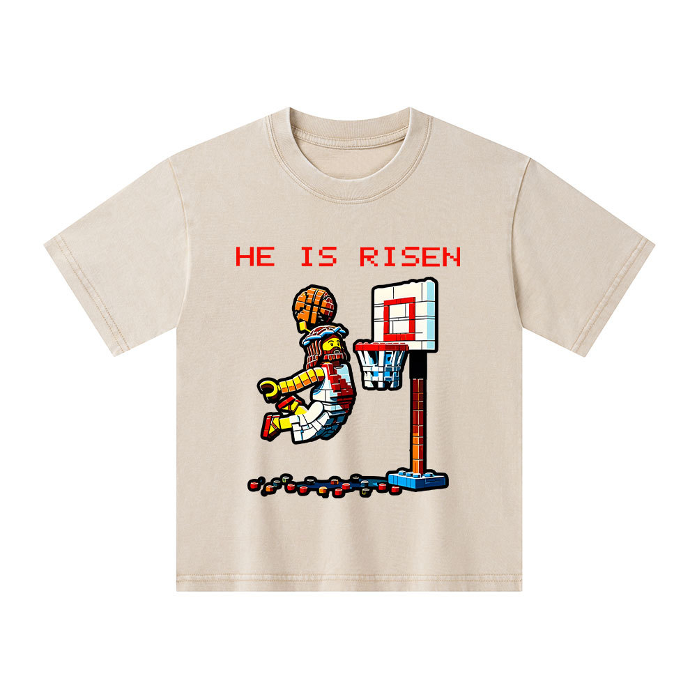 He Is Risen Christian Kid Washed T-Shirt