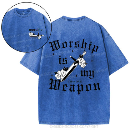 Worship is my weapon Christian Washed T-Shirt