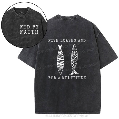 Five Loaves Two Fish Christian Washed T-Shirt