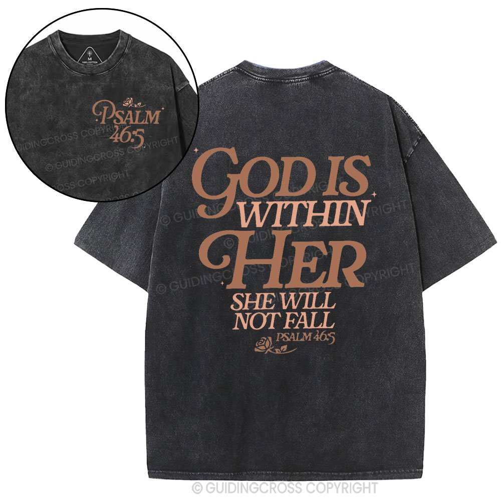 God Is Within Her Christian Washed T-Shirt