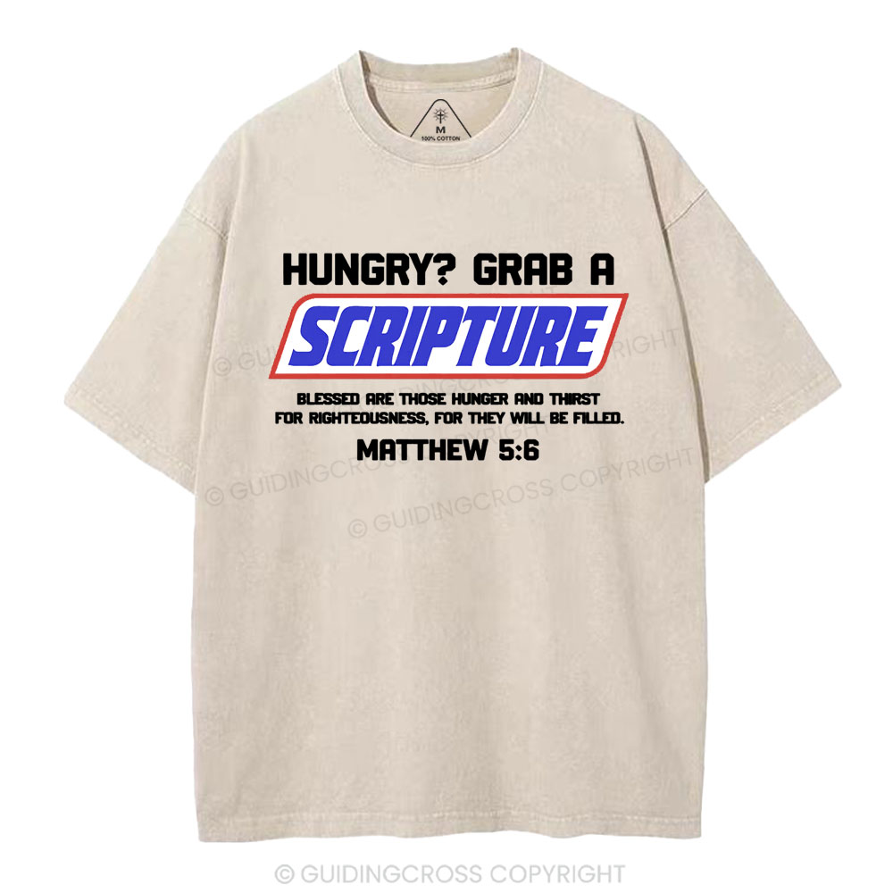 Hungry Grab A Scripture Christian Washed T-Shirt