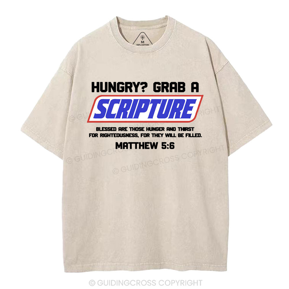 Hungry Grab A Scripture Christian Washed T-Shirt
