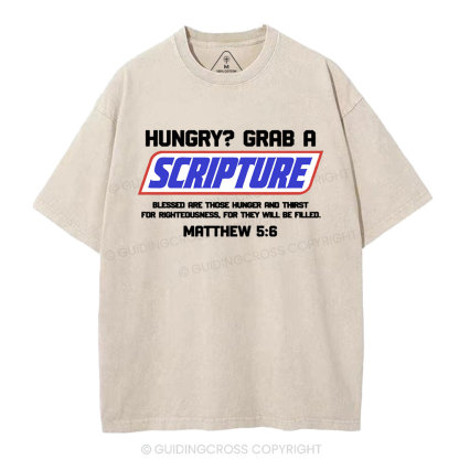 Hungry Grab A Scripture Christian Washed T-Shirt
