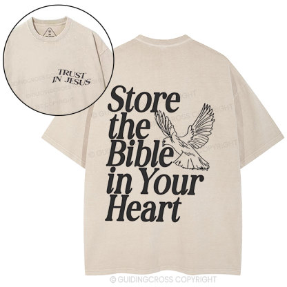 Store The Bible In Your Heart Christian Washed t-sHIRT