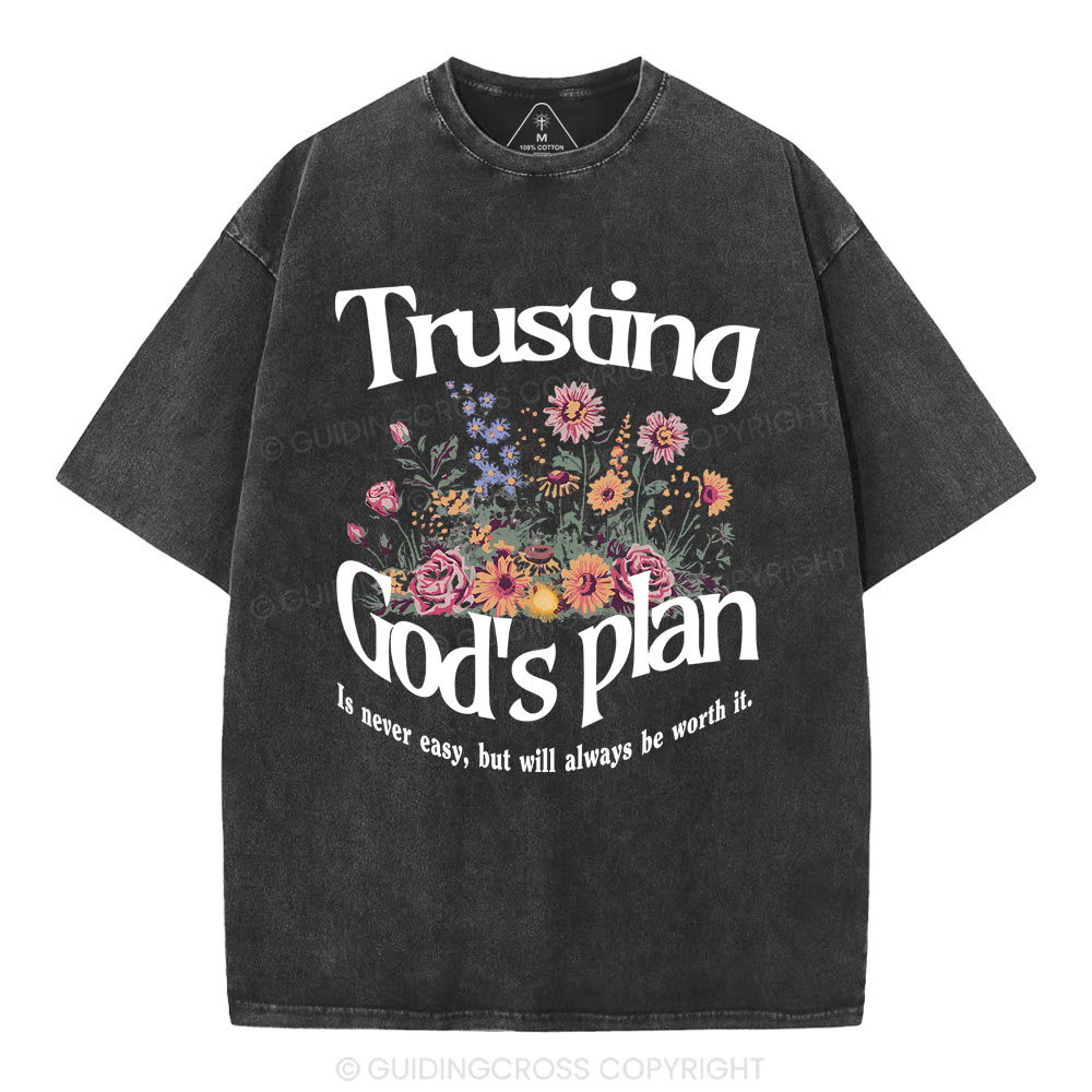 Trusting God's Plan Christian Washed T-Shirt