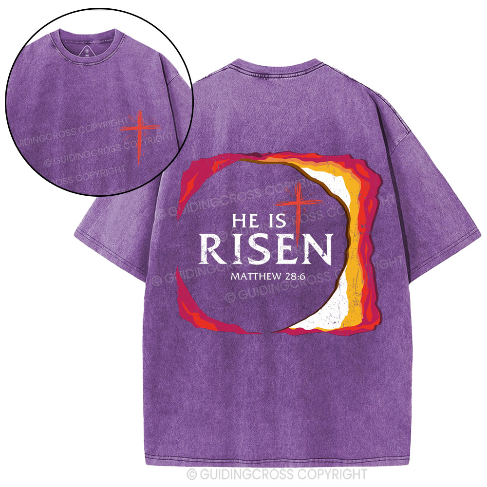 He Is Risen Christian Washed T-Shirt