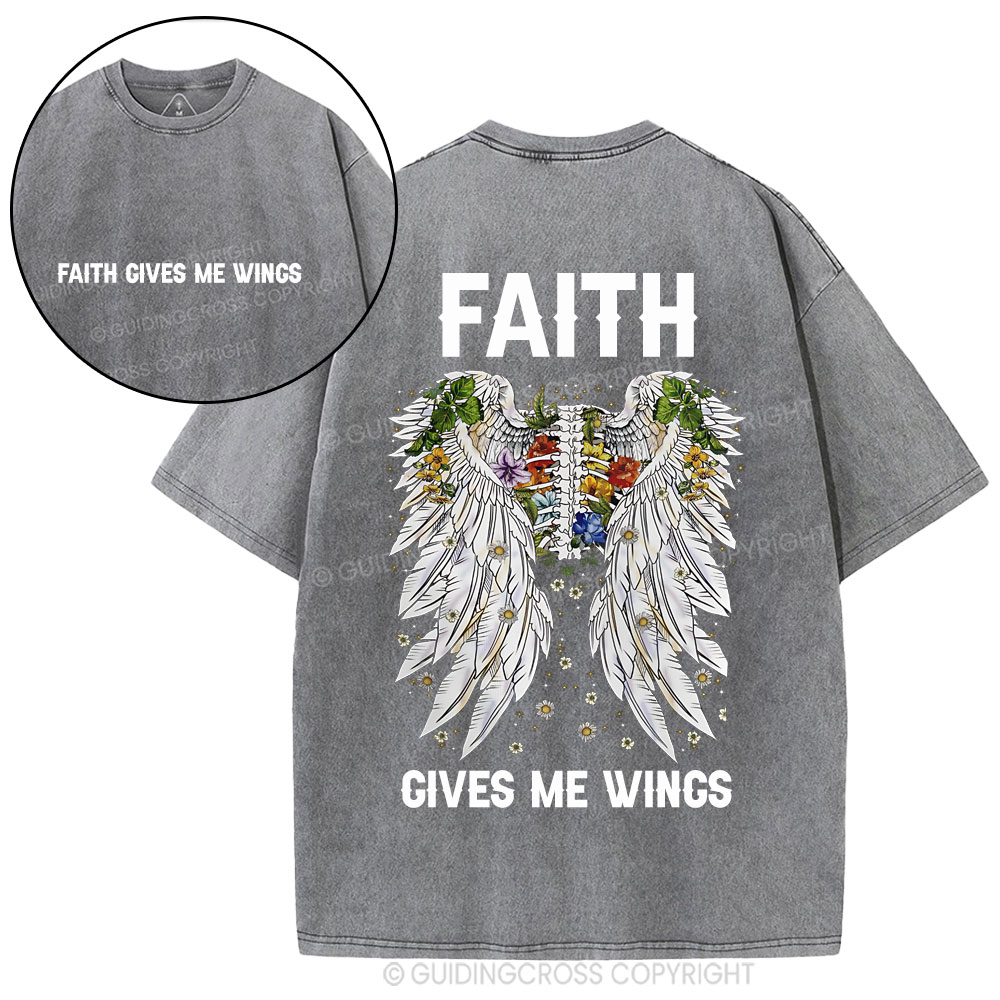 Faith Gives Me Wings Christian Washed T-Shirt