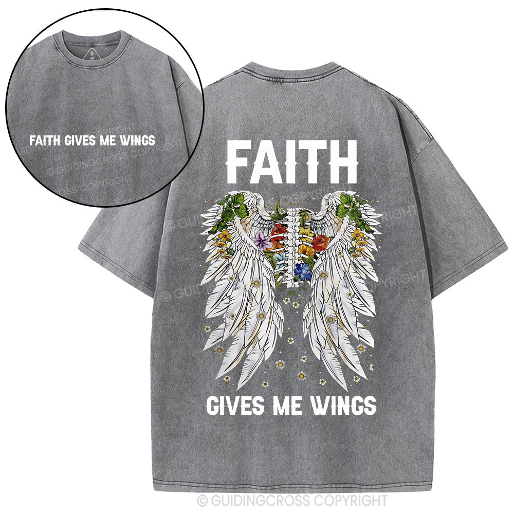 Faith Gives Me Wings Christian Washed T-Shirt