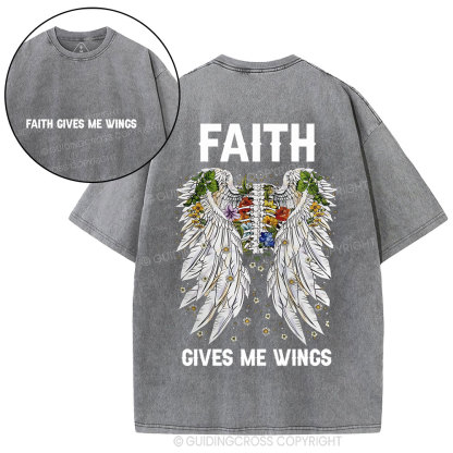 Faith Gives Me Wings Christian Washed T-Shirt