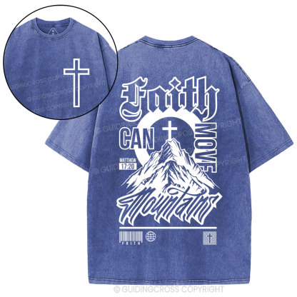 Faith Can Move Mountain Christian Washed T-Shirt
