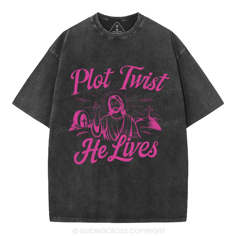 Plot Twist He Lives Christian Washed T-Shirt