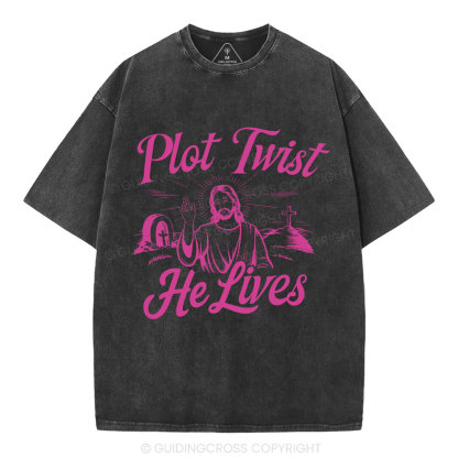 Plot Twist He Lives Christian Washed T-Shirt