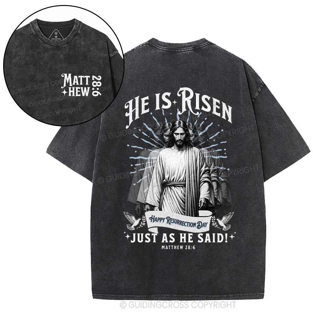He Is Risen Christian Washed T-Shirt
