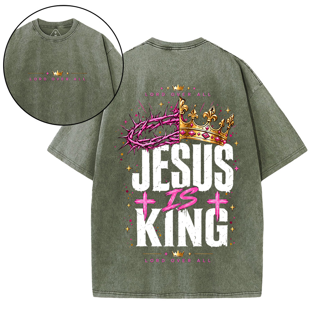 Jesus Is King Christian Washed T-Shirt