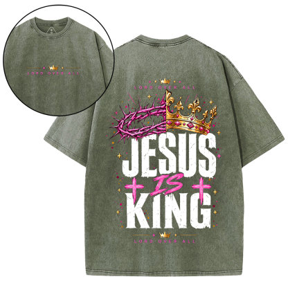 Jesus Is King Christian Washed T-Shirt