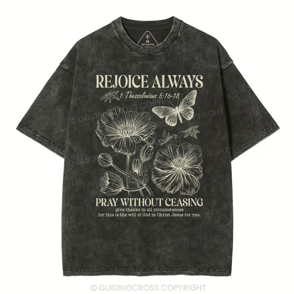 Rejoice Always Christian Washed T-Shirt Sale - GuidingCross