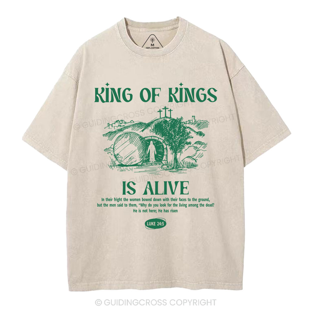 King Of Kings Is Alive Christian Washed T-Shirt