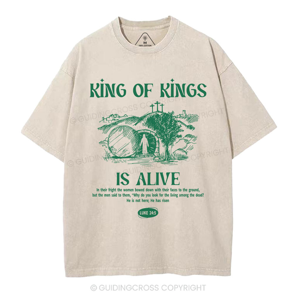 King Of Kings Is Alive Christian Washed T-Shirt