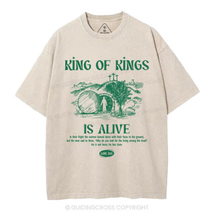 King Of Kings Is Alive Christian Washed T-Shirt