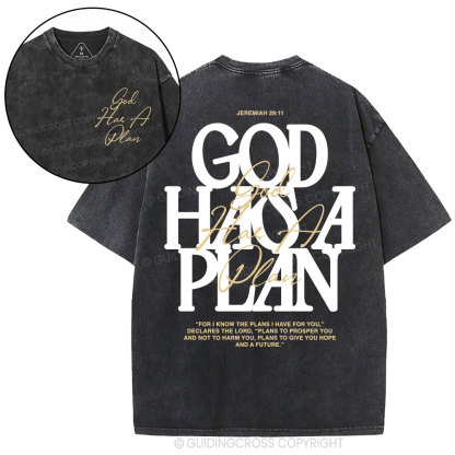 God Has A Plan Christian Washed T-Shirt
