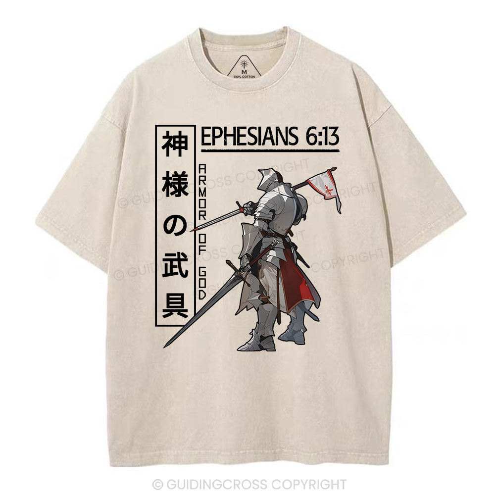 Armor Of God Anime Christian Washed T-Shirt Sale - GuidingCross