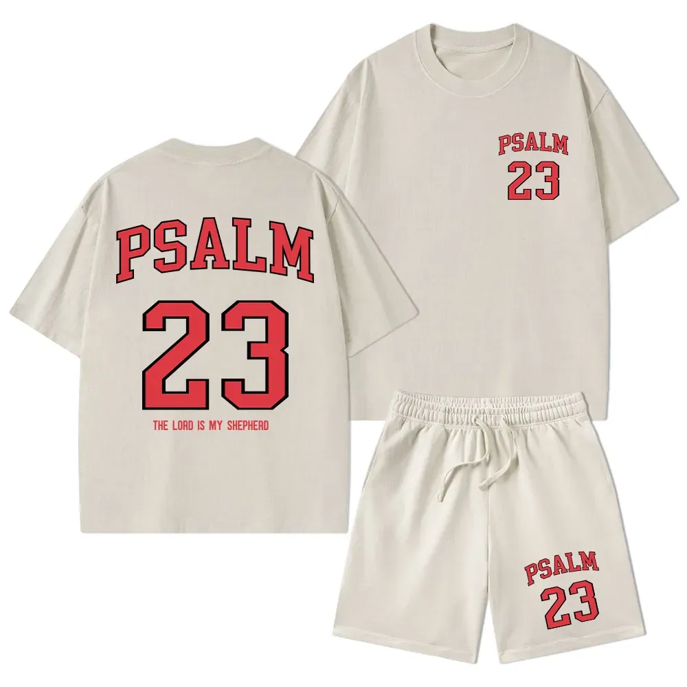 Psalm 23 Christian Washed T-Shirt & Shorts
