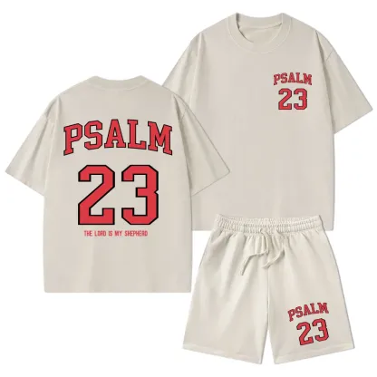 Psalm 23 Christian Washed T-Shirt & Shorts