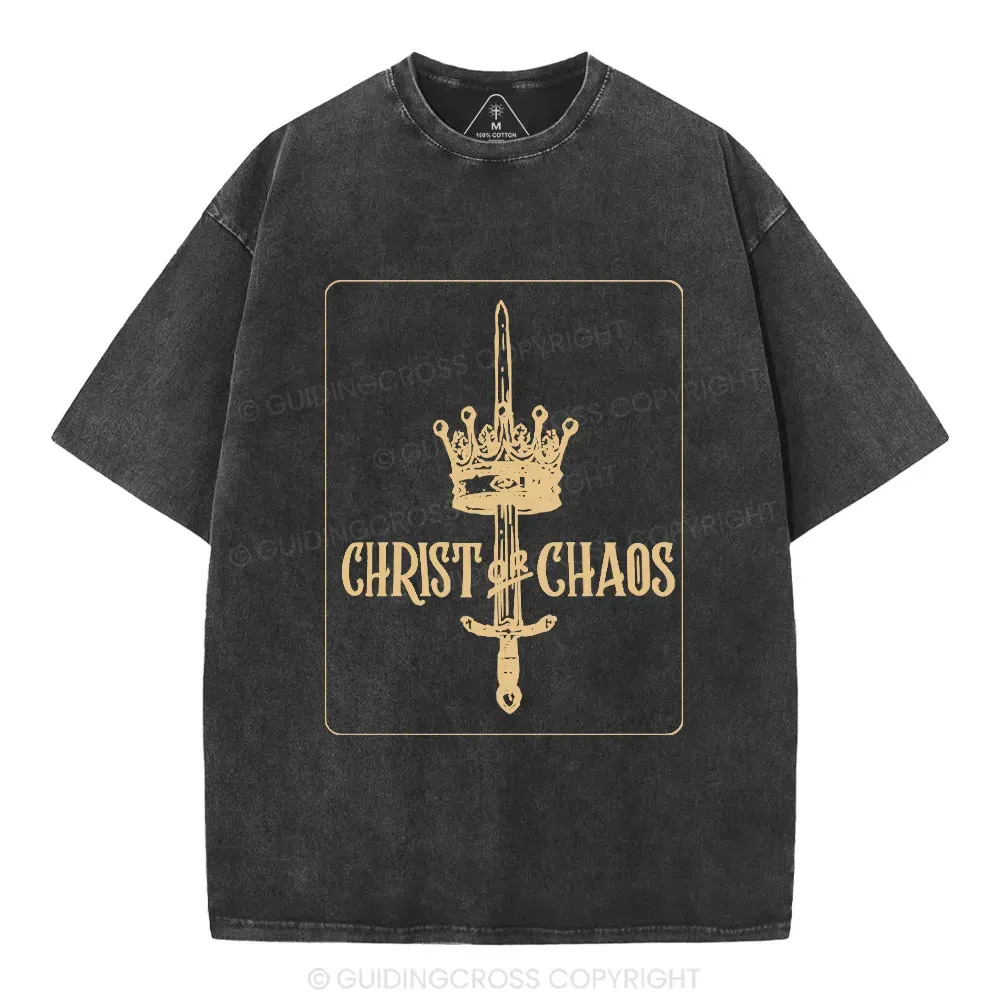 Christ Or Chaos Christian Washed T-Shirt