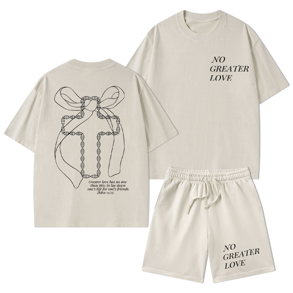 No Greater Love Christian Washed T-Shirt & Shorts