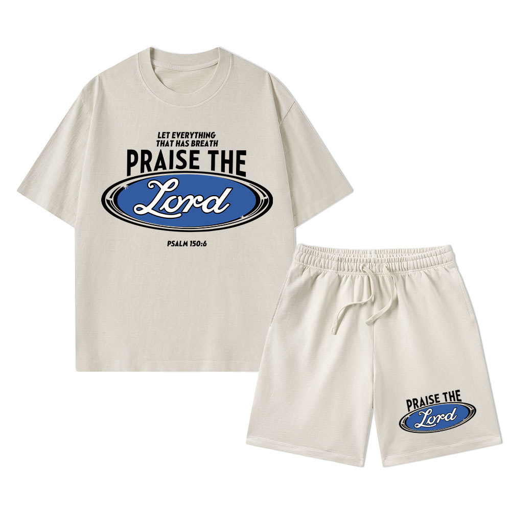 Praise The Lord Christian Washed T-Shirt & Shorts
